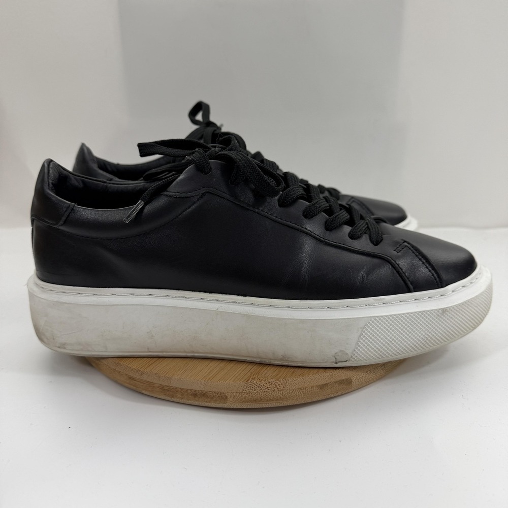 ARNE Shoes Mens 8 Black Leather Low Top Lace Up Essential Trainers Sneakers - Picture 5 of 10